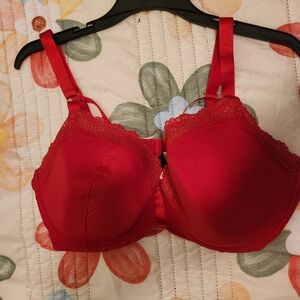 Adore Me Red Lace Trim Bra